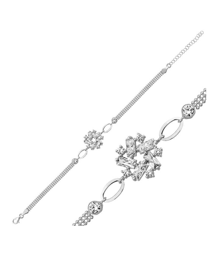 ​Gümüş Baget Taşlı Bayan Bileklik