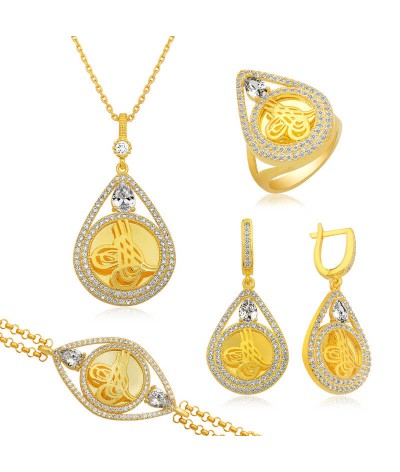 Gümüş Damla Çerçeveli Tuğra Set