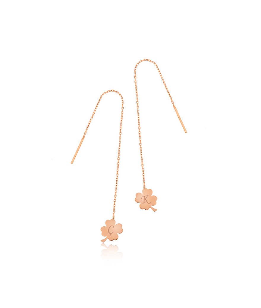 ​Gümüş Zincir Yonca Küpe