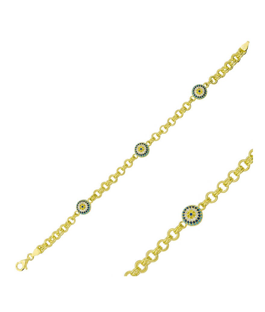 ​Gümüş Sosyete Gözlü Zincir Bileklik