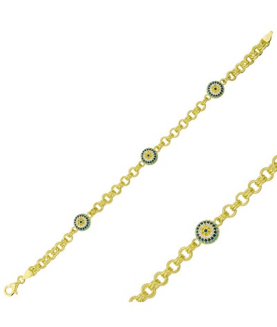 ​Gümüş Sosyete Gözlü Zincir Bileklik