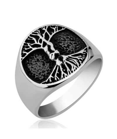 Gümüş Hayat Ağacı Erkek Yüzük