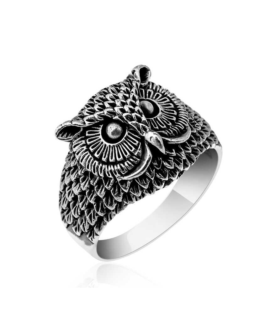 Gümüş Baykuş Erkek Yüzük