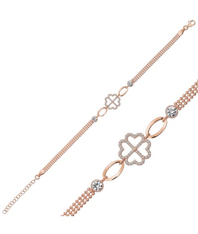 Gümüş Kalpli Yonca Bileklik