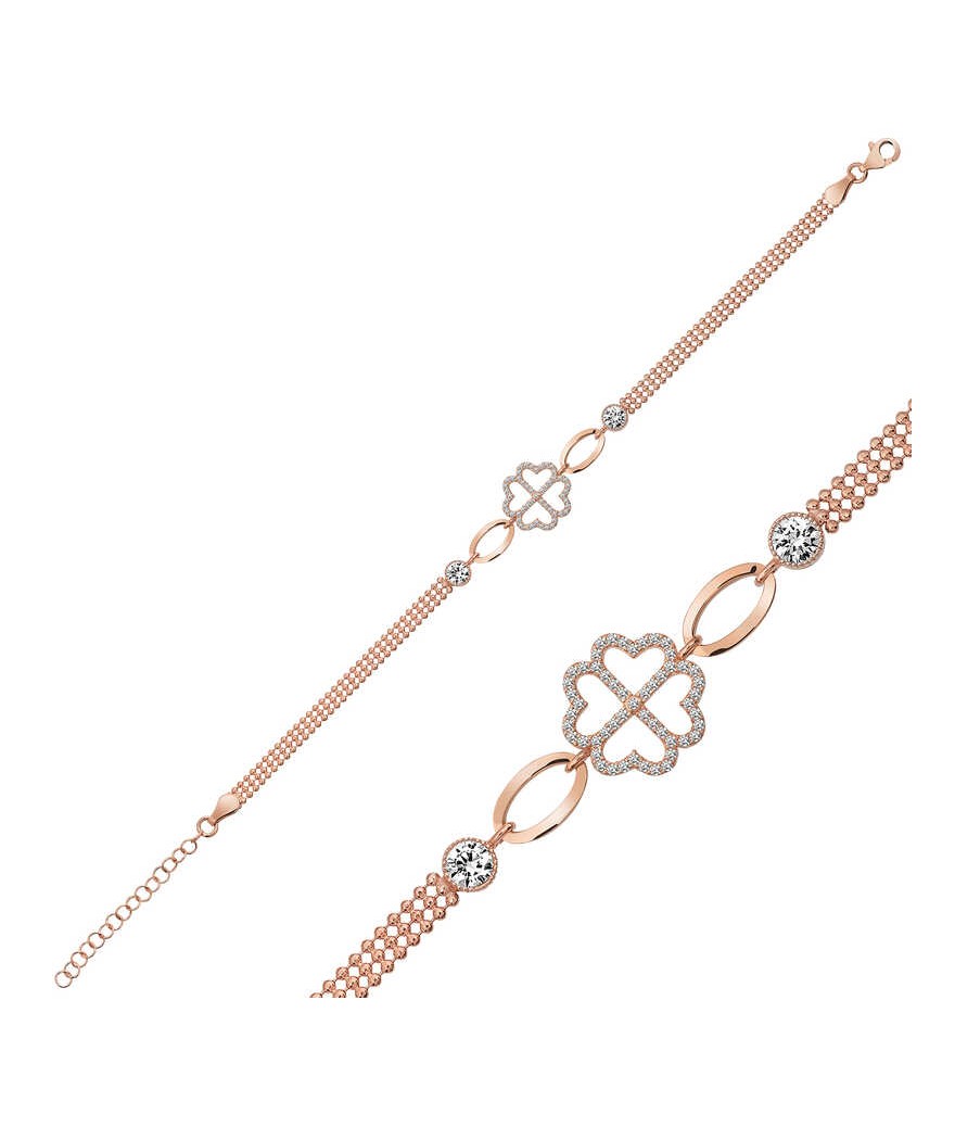 Gümüş Kalpli Yonca Bileklik