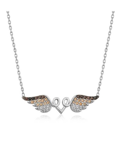 Gümüş Kanatlı Kalp Kolye