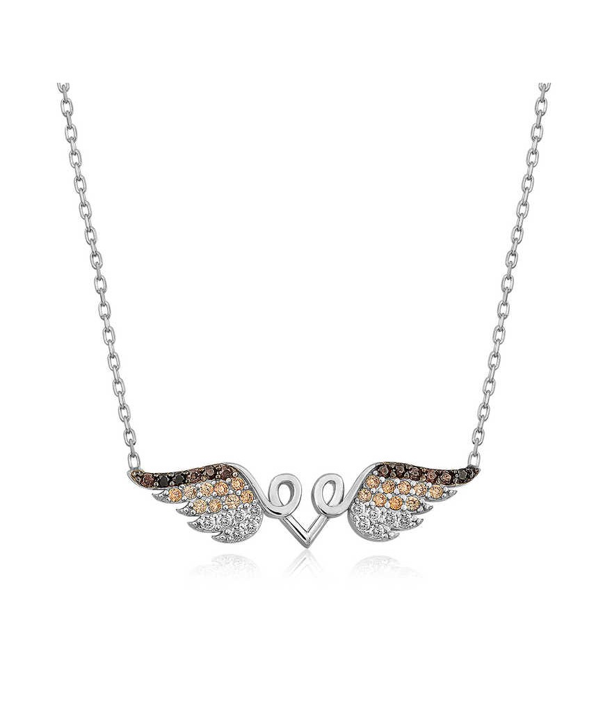 Gümüş Kanatlı Kalp Kolye