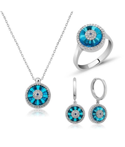 Gümüş Camgöz Nazar Bayan Set