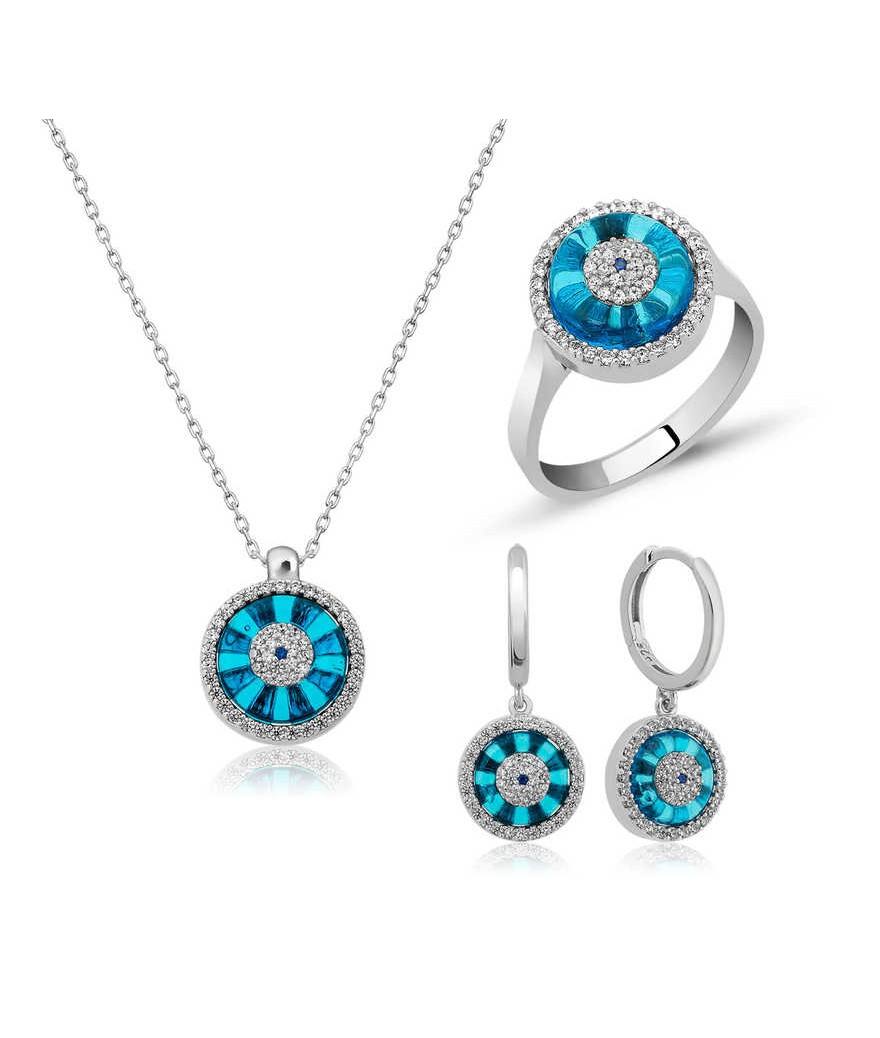 Gümüş Camgöz Nazar Bayan Set