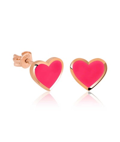 Gümüş Fosforlu Pembe Kalp Küpe