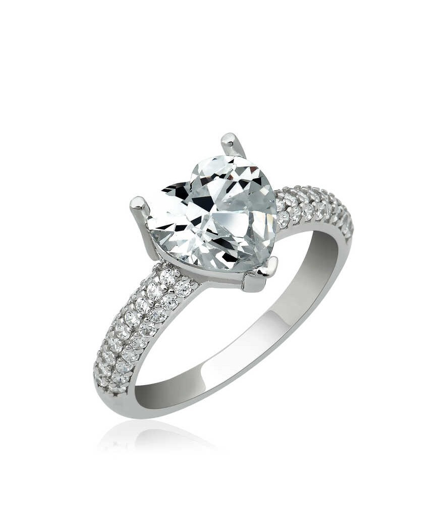 Gümüş Kalp Montür Bayan Yüzük