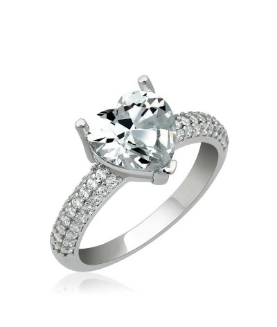 Gümüş Kalp Montür Bayan Yüzük