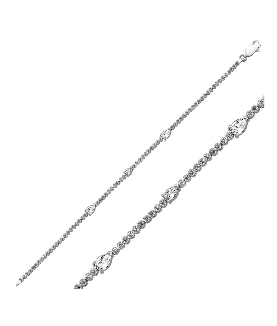 Gümüş Üç Damla Taşlı Su Yolu Bayan Bileklik