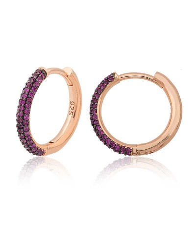 Gümüş Pembe Halka Bayan Küpe