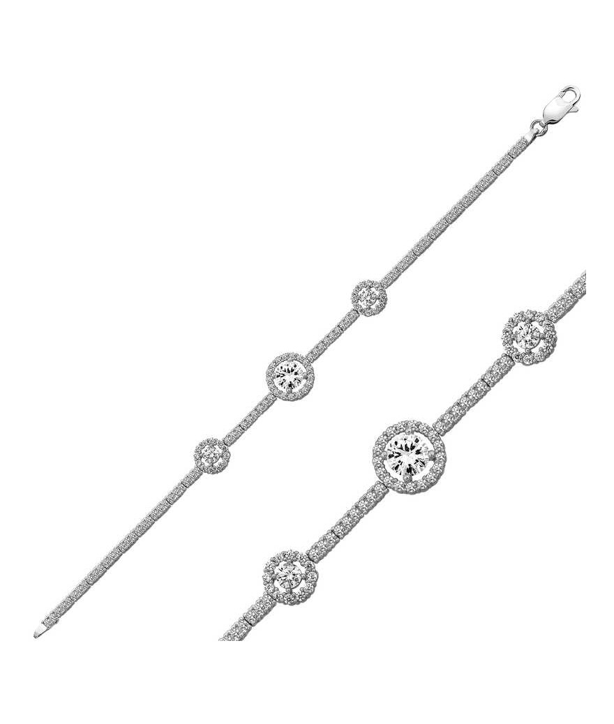 Gümüş Üç Taşlı Su Yolu Bayan Bileklik