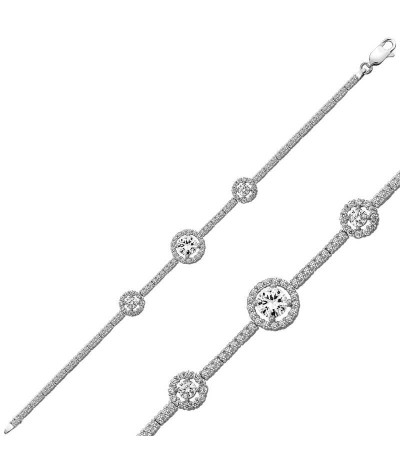 Gümüş Üç Taşlı Su Yolu Bayan Bileklik