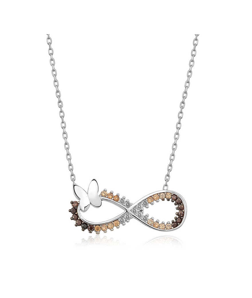 Gümüş Kelebekli Sonsuzluk Kolye