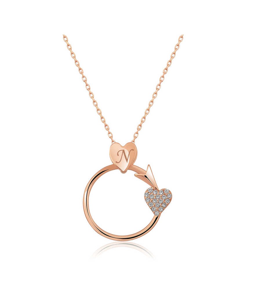 Gümüş Kalbe Giden Ok Kolye