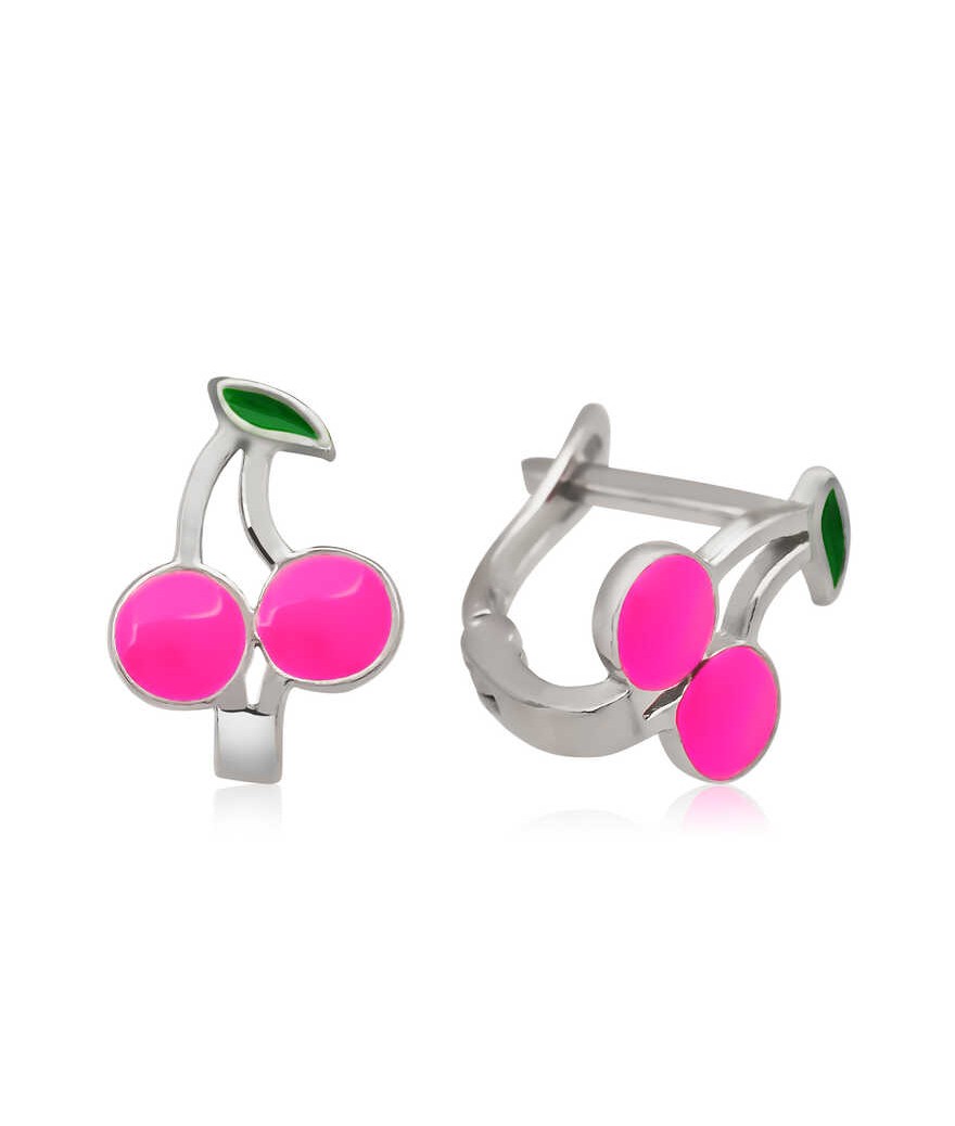 ​Gümüş Pembe Kiraz Çocuk Küpesi