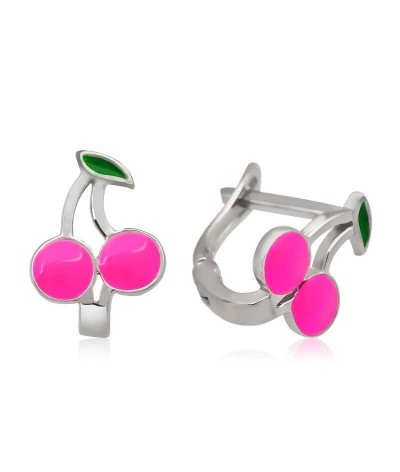 ​Gümüş Pembe Kiraz Çocuk Küpesi