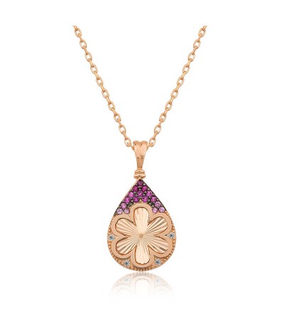 Gümüş Damla Çiçek Bayan Kolye