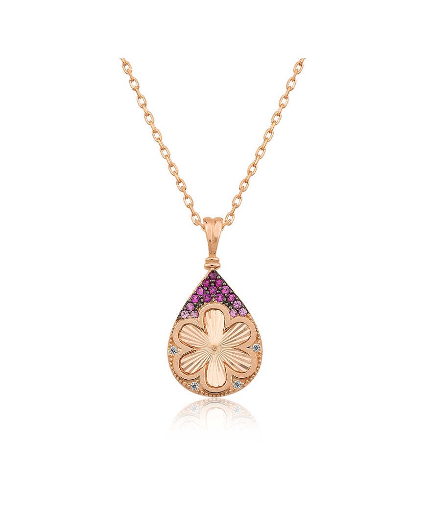 Gümüş Damla Çiçek Bayan Kolye