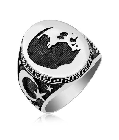 ​Gümüş Atatürk Silüeti Erkek Yüzük