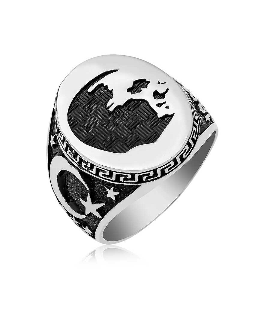 ​Gümüş Atatürk Silüeti Erkek Yüzük