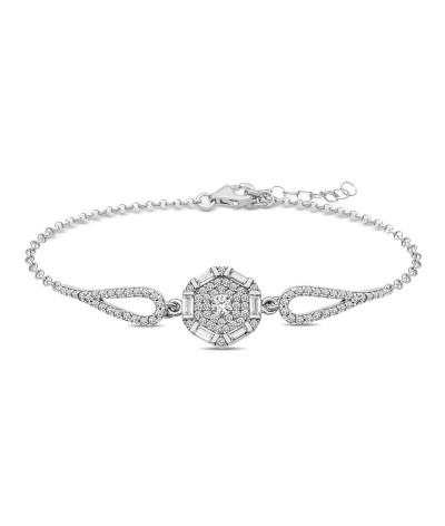 ​​Gümüş Baget Taşlı Bileklik