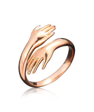 Gümüş Rose Sarılan Eller Yüzük