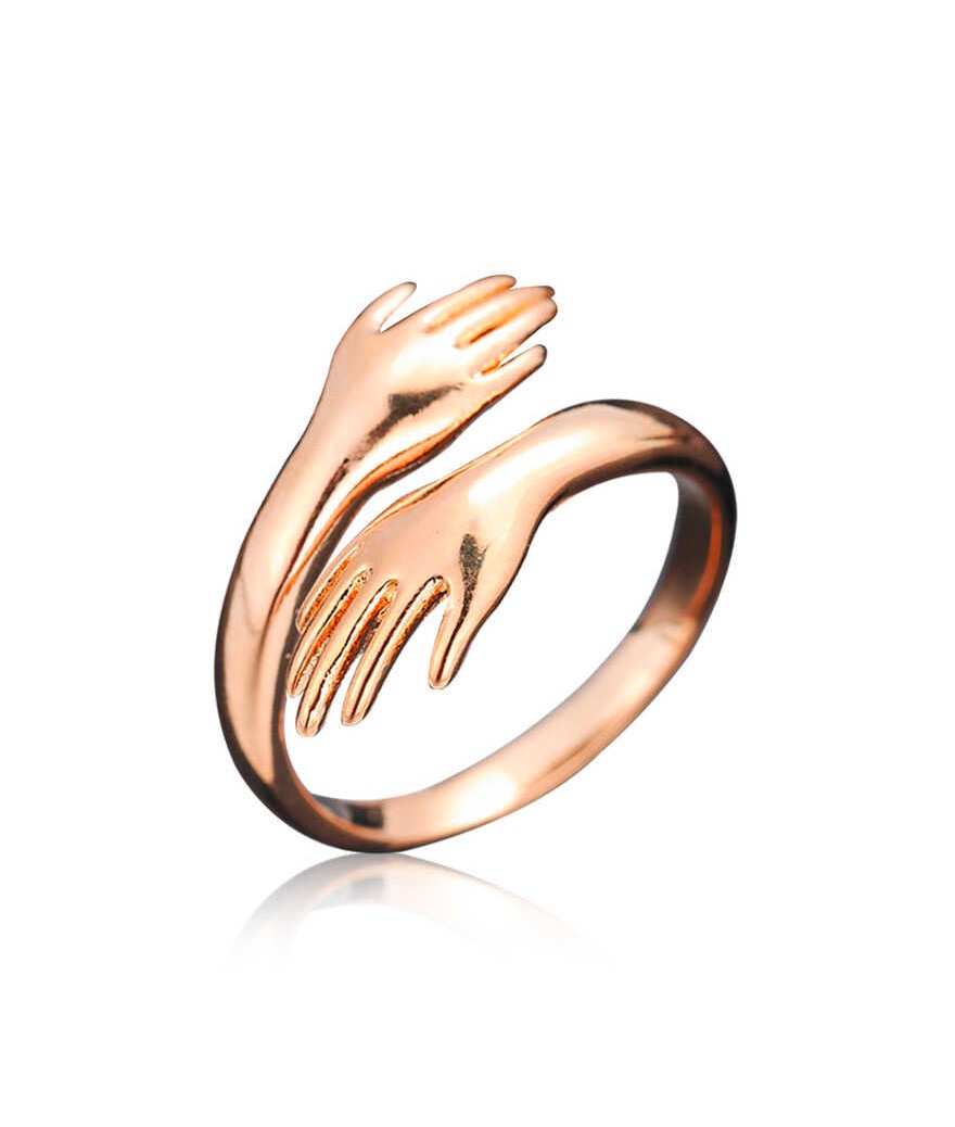 Gümüş Rose Sarılan Eller Yüzük