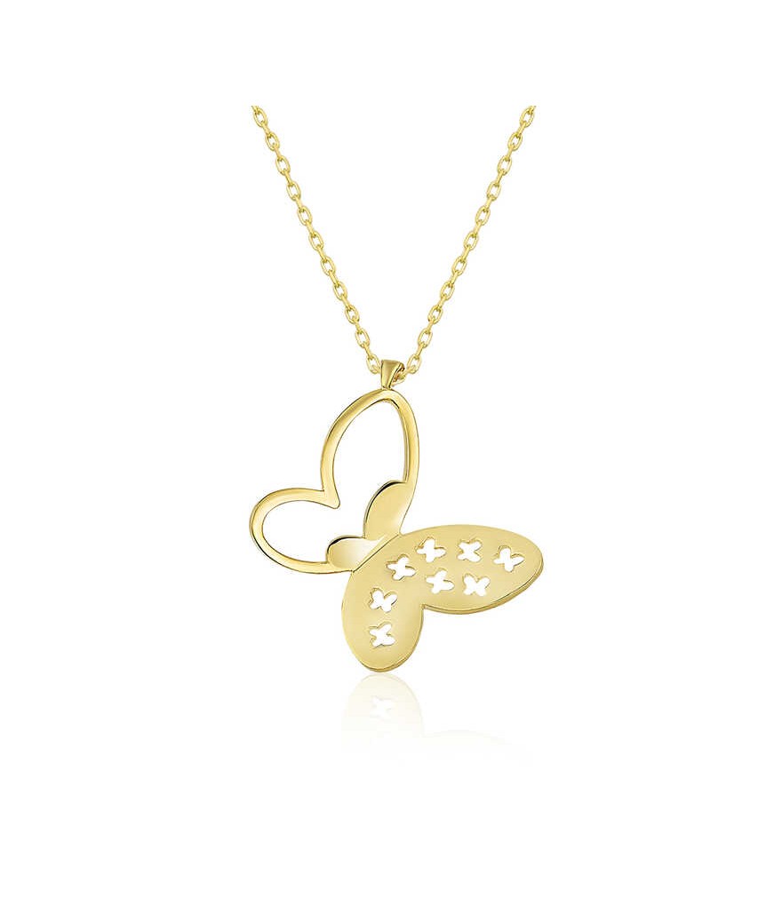 ​​Gümüş Gold Kelebek Bayan Kolye