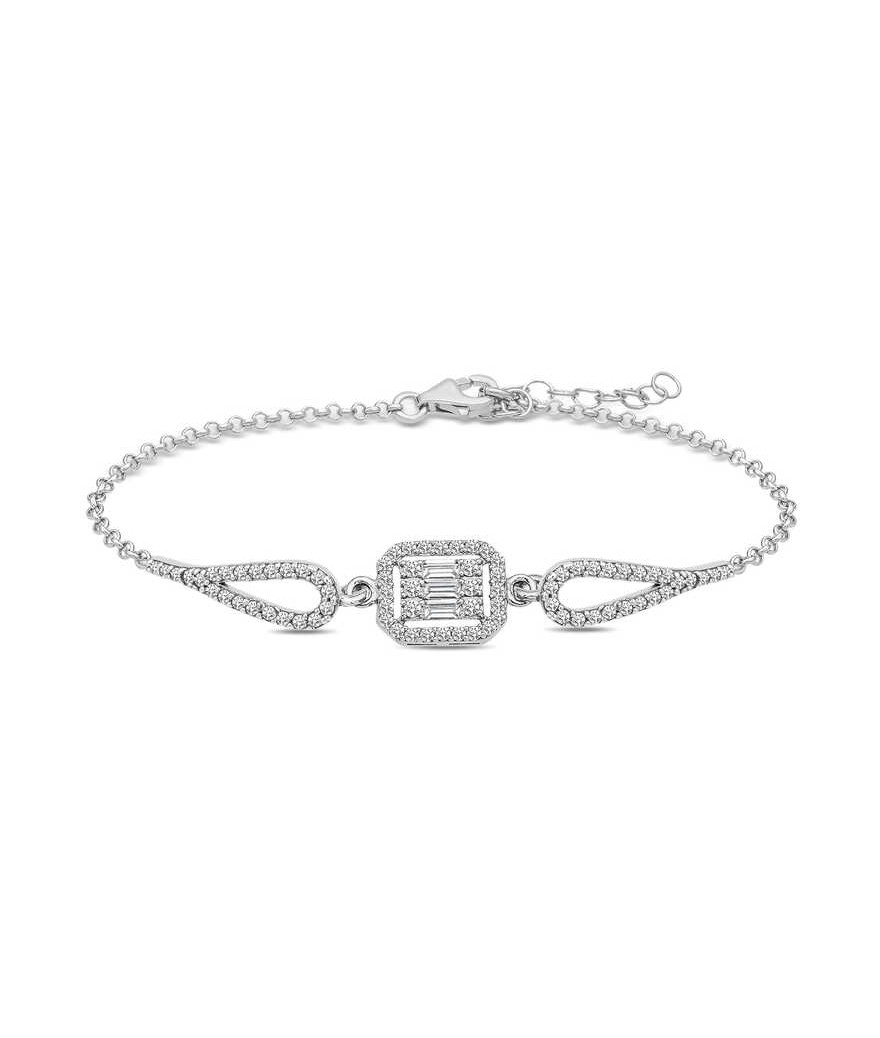 ​Gümüş Baget Taşlı Bileklik