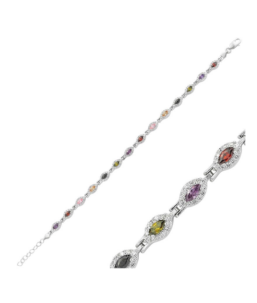 Gümüş Renkli Taşlı Su Yolu Bayan Bileklik