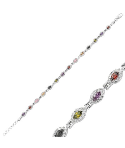 Gümüş Renkli Taşlı Su Yolu Bayan Bileklik