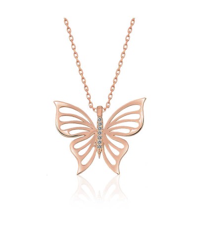 ​Gümüş Rose Bahar Kelebeği Bayan Kolye