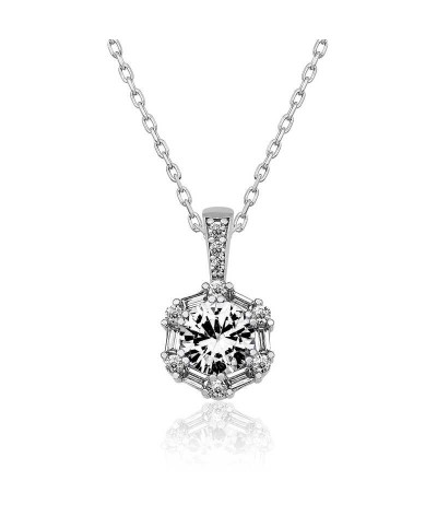 Gümüş Buz Beyazı Baget Taşlı Bayan Kolye