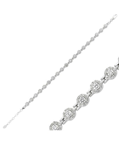 Gümüş Beyaz Taşlı Su Yolu Bayan Bileklik