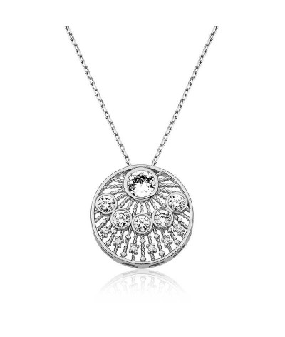 Gümüş Etnik Desenli Bayan Kolye