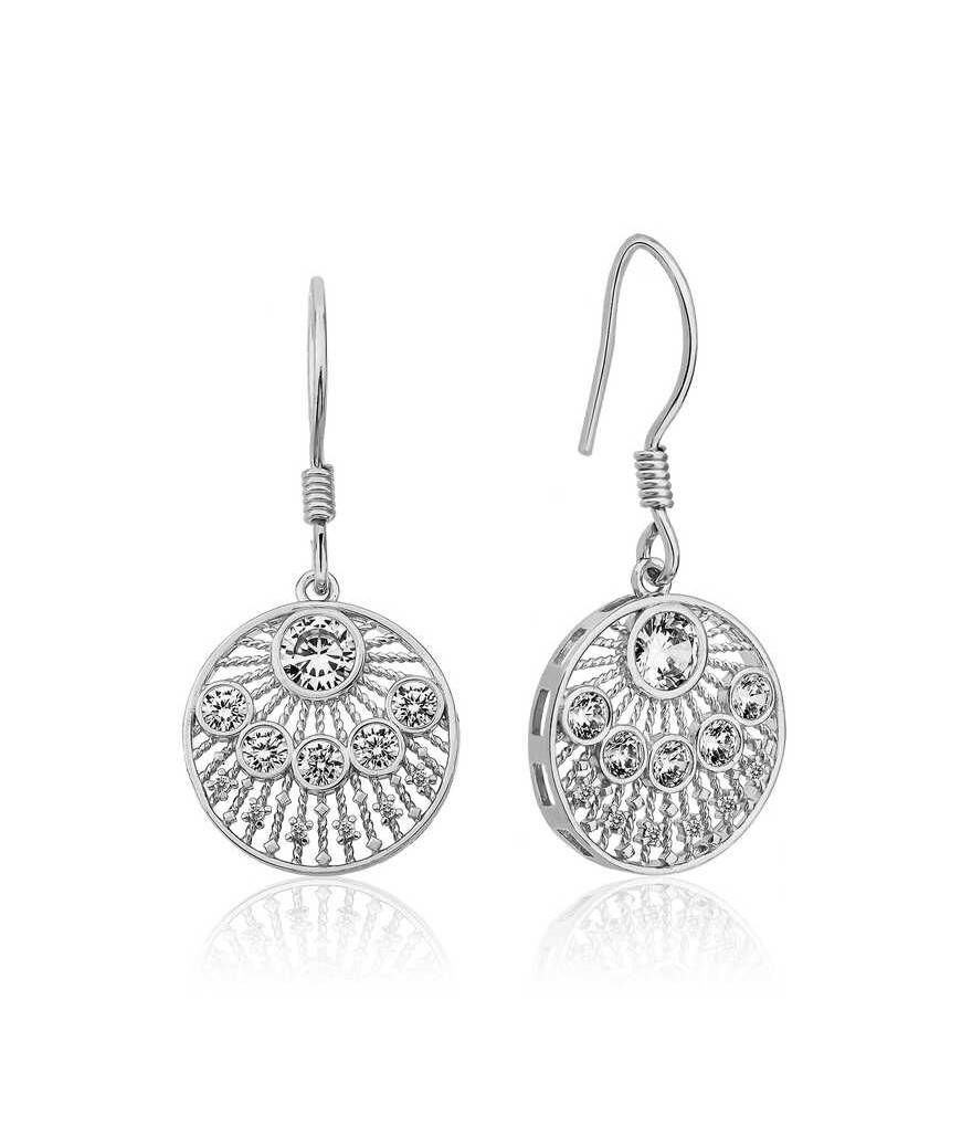 ​Gümüş Etnik Desenli Bayan Küpe