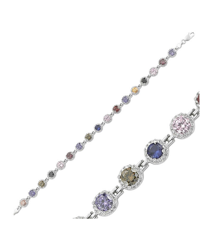 Gümüş Renkli Taşlı Su Yolu Bayan Bileklik