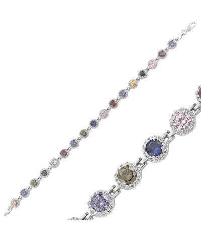 Gümüş Renkli Taşlı Su Yolu Bayan Bileklik