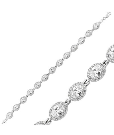 Gümüş Beyaz Taşlı Su Yolu Bayan Bileklik