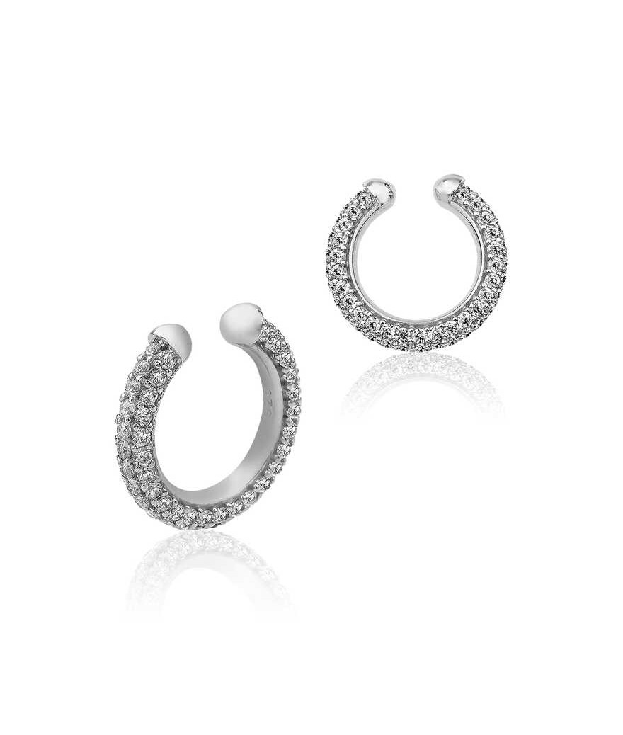 ​Gümüş Taşlı Halka Kıkırdak Küpe