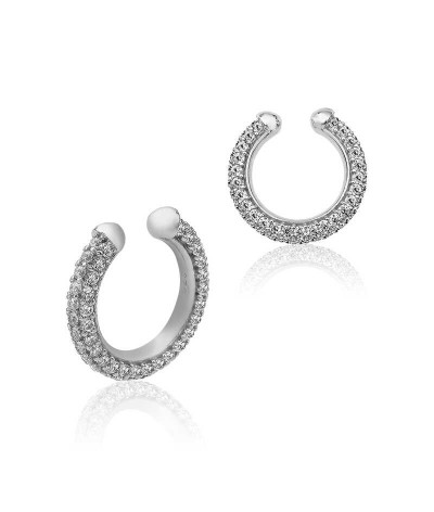 ​Gümüş Taşlı Halka Kıkırdak Küpe