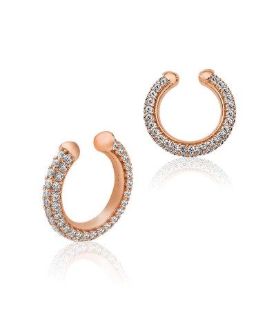 ​Gümüş Rose Taşlı Halka Kıkırdak Küpe