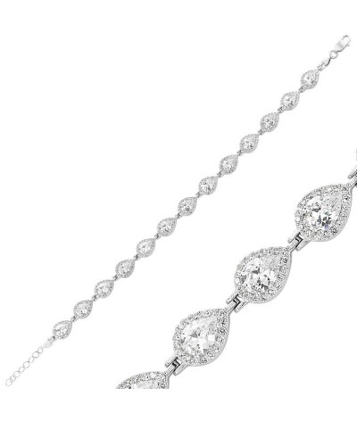 Gümüş Beyaz Taşlı Su Yolu Bayan Bileklik