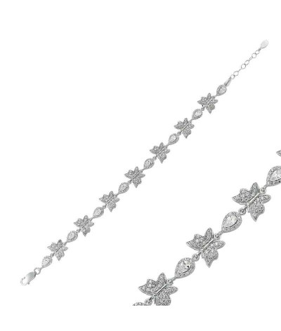 Gümüş Damla Taşlı Kelebek Bileklik