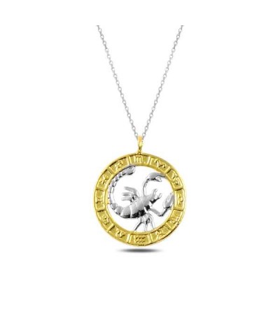 Gümüş Gold Akrep Burcu Kolye