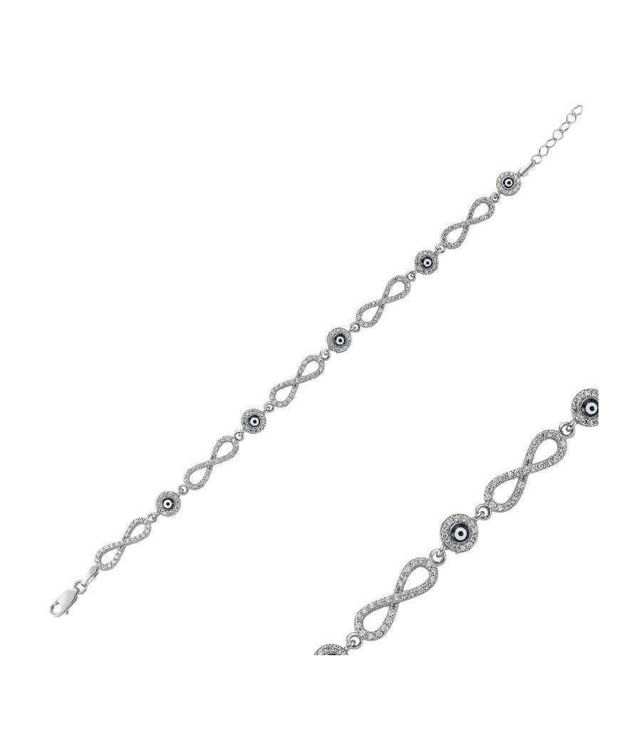 Gümüş Nazarlı Sonsuzluk Bayan Bileklik